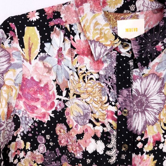 Anthropologie Maeve Autumnal Tunic Top Size XS Button Up Oversized Floral Boho - Picture 8 of 15